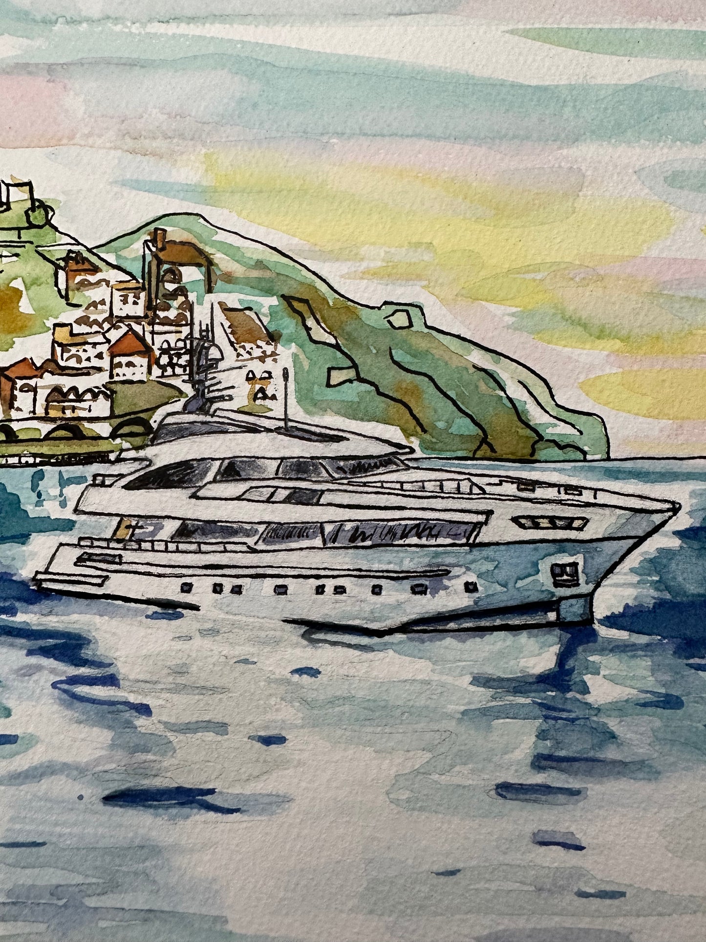 Super Yacht off the coast of Italy