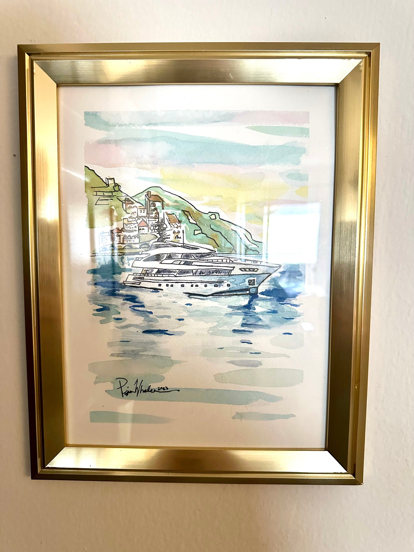 Super Yacht off the coast of Italy